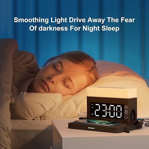 Wireless Charging Station with LED Night Light & Digital Alarm Clock | 18W Fast Wireless Charger