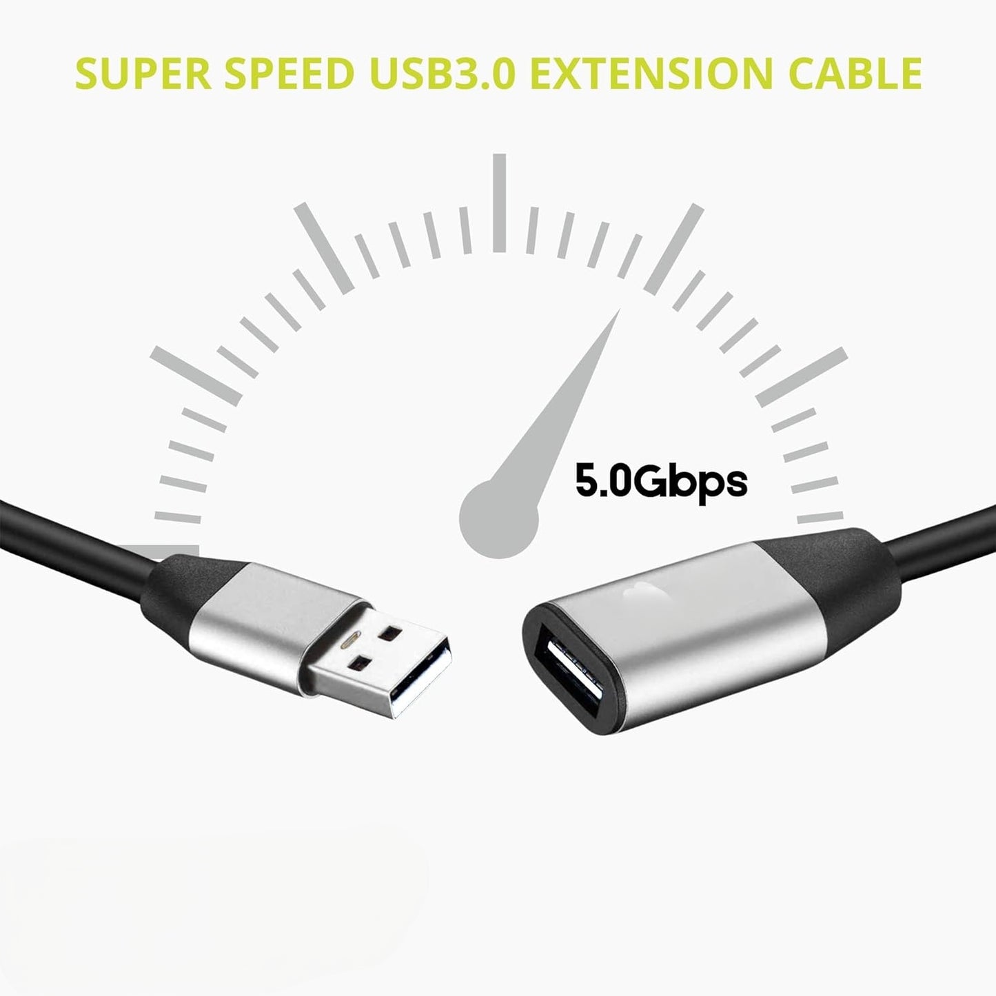 USB 3.0 Extension Cord IC , Male to Female USB Cable High-Speed Data Transfer Compatible with Webcam, Gamepad, Keyboard, Mouse, Hard Drive, Xbox, Laptop/PC/Mac/Printer
