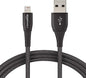 Amazon Basics Double Nylon Braided USB A to Lightning Cable Premium Collection, MFi Certified iPhone Charger 1.8M (Black)