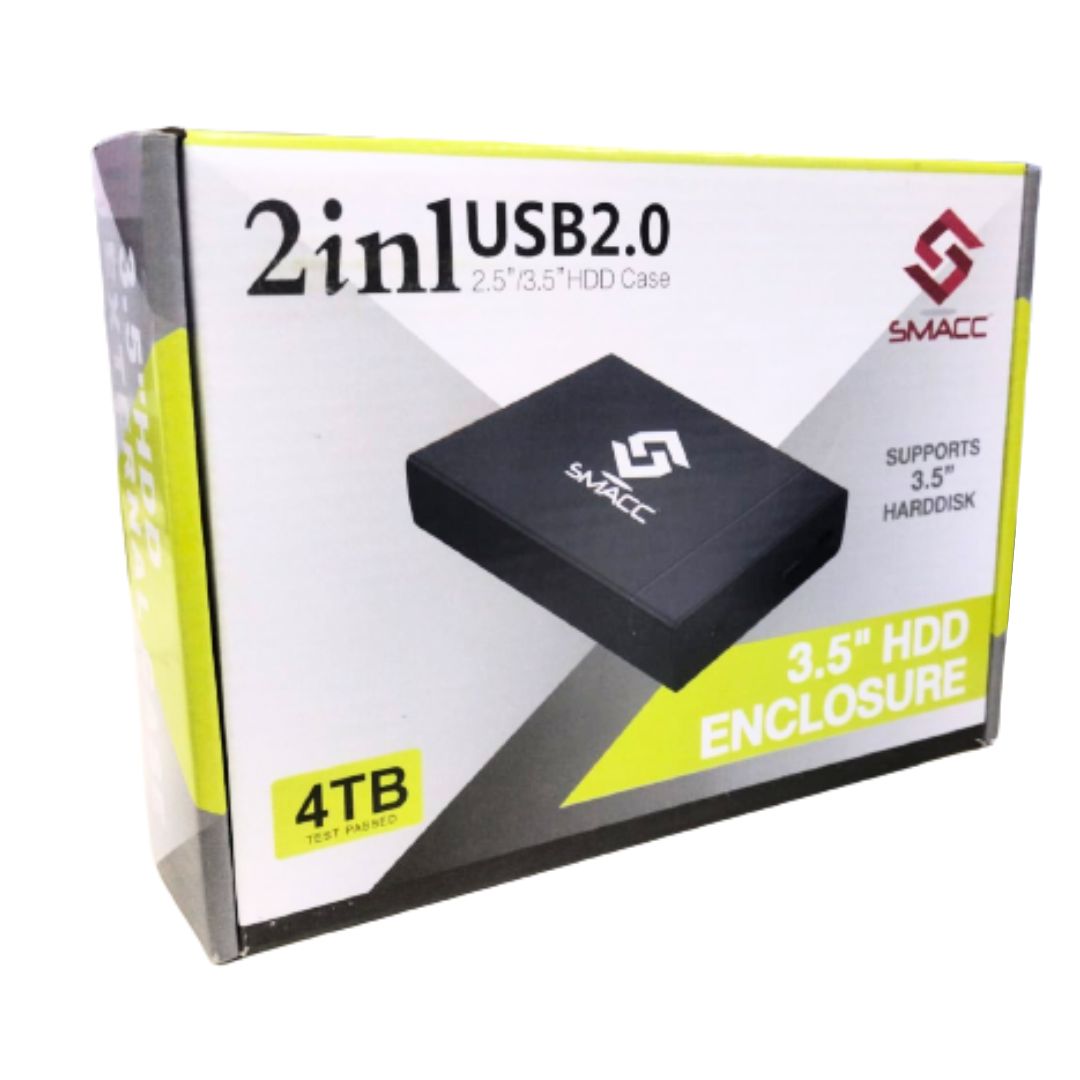 2IN1 USB 2.0 2.5"/3.5" HHD CASE 4TB TEST PASS Hard Disk Casing