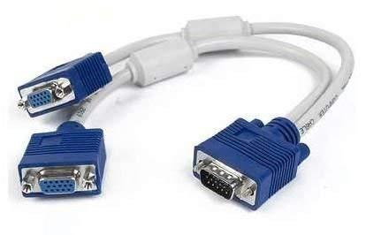 1 VGA Male to 2 VGA Female Video Splitter M/F - VGA Y Cable for Dual Display Setup