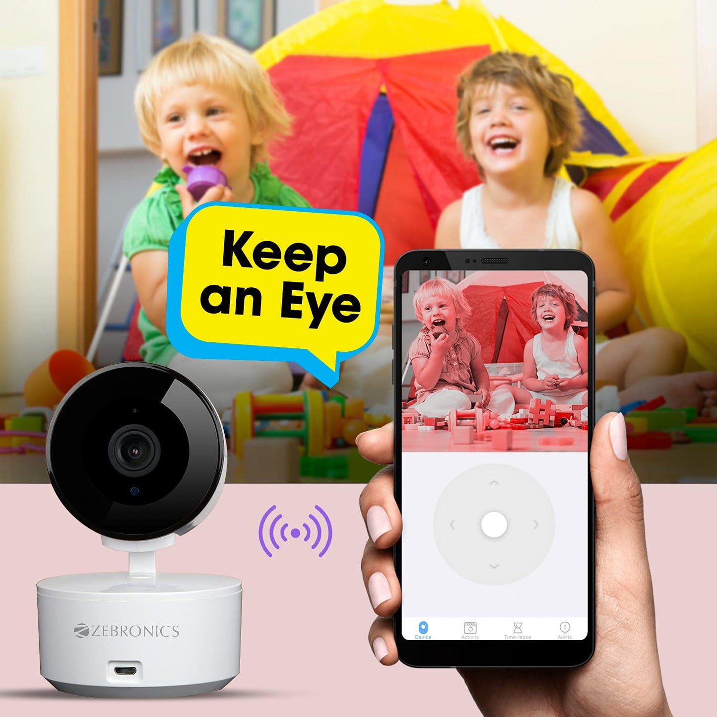 Zebronics Zeb-Smart CAM 102 Smart WiFi PTZ Indoor Camera with Motion Detection, Day/Night Mode