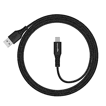 Amazon Basics USB A to Lightning PVC Molded Nylon MFi Certified Pack of 2 Charging Cable (Black, 1.8 meter)