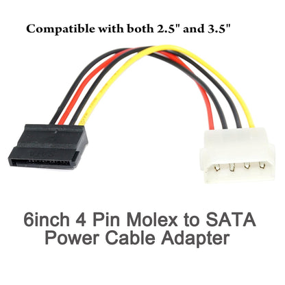 4 Pin Molex to SATA Power Cable Adapter for Internal Hard Disk Drive