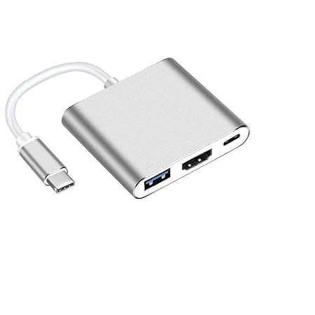 USB-C to HDMI Adapter, 3 in 1 Type-C to HDTV HDMI + USB 3.0 + Type C PD Converter Cable Adapter