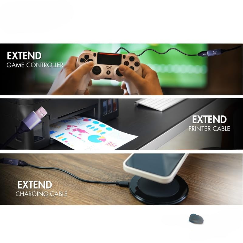 USB 3.0 Extension Cord IC , Male to Female USB Cable High-Speed Data Transfer Compatible with Webcam, Gamepad, Keyboard, Mouse, Hard Drive, Xbox, Laptop/PC/Mac/Printer