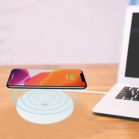 15W Wireless Charger with Type-C Fast Charging Pad - Ultra-Thin Round Design for Mobile Phones