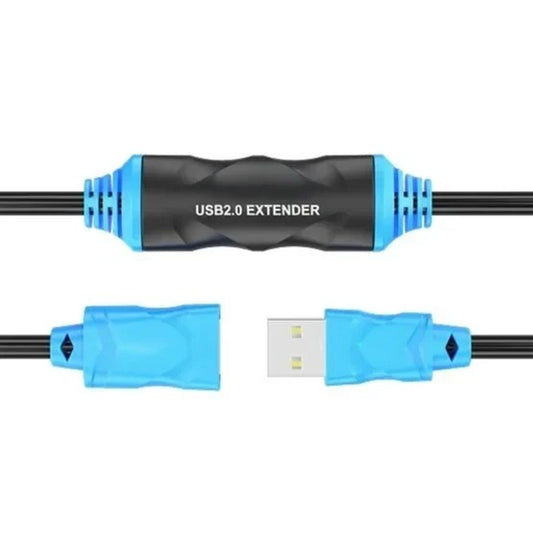 USB 2.0 extender cable with blue connectors on a white background