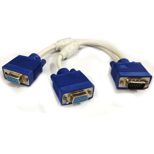 1 VGA Male to 2 VGA Female Video Splitter M/F - VGA Y Cable for Dual Display Setup