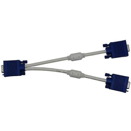 1 VGA Male to 2 VGA Female Video Splitter M/F - VGA Y Cable for Dual Display Setup