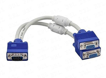 1 VGA Male to 2 VGA Female Video Splitter M/F - VGA Y Cable for Dual Display Setup