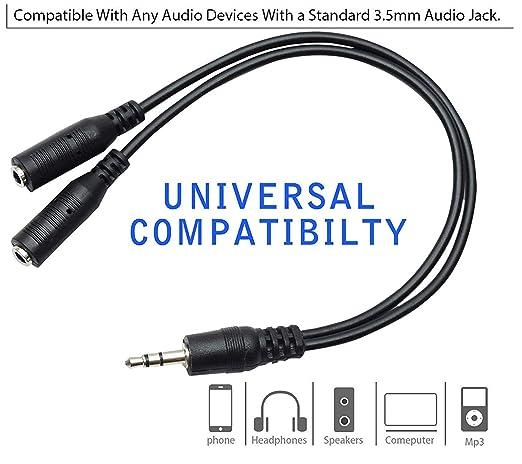 3.5mm Aux Jack 1 Male to 2 Female Stereo Headphone Earphone Jack Y Splitter Gold/Silver Plated Audio Jack Adapter Cable