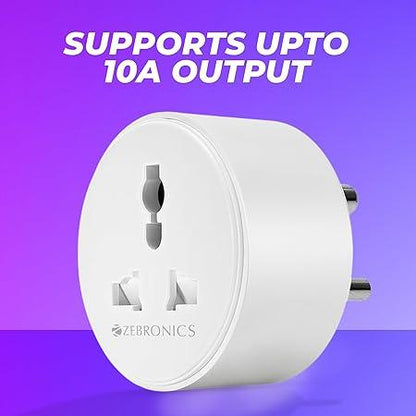 Zebronics ZEB-SP110,Wi-Fi plug compatible with google assistant & alexa,supports upto 10A and comes with a APP that Scheduled Control